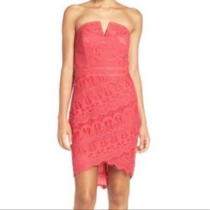 Adelyn Rae Strapless Lace Cocktail Dress